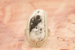 Genuine White Buffalo Turquoise Sterling Silver Ring